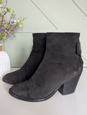 rag & bone Black Suede Heeled Ankle Booties
